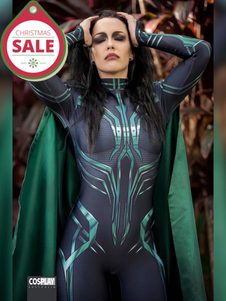 Traje de Hela de Thor: Ragnarok Impresión Cosplay con Capa