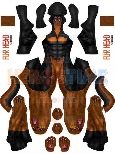 Toon Doberman Dog Pattern Cosplay Costume