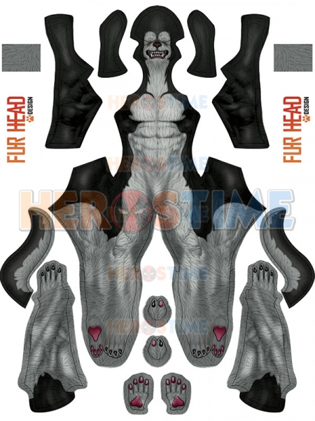 Toon Husky Dog Pattern Male Cosplay Costume