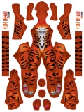 Red Tiger Printing Spandex Cosplay Costume Petsuit No Mask