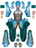Traje de impresión de patrones de tiburón cian sin máscara sin máscara