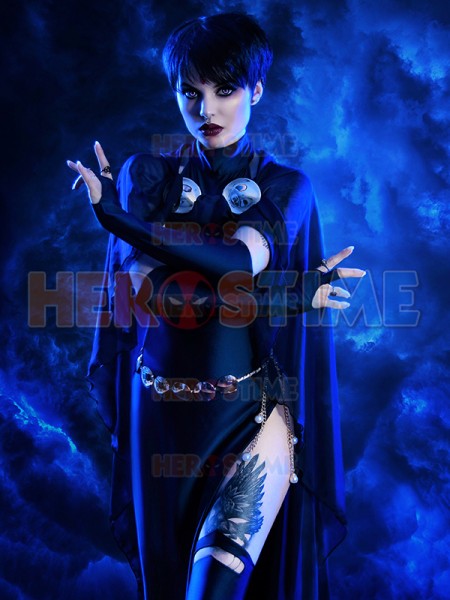 Navy Blue Raven Suit DC Comics Female Spandex Cosplay Costume  
