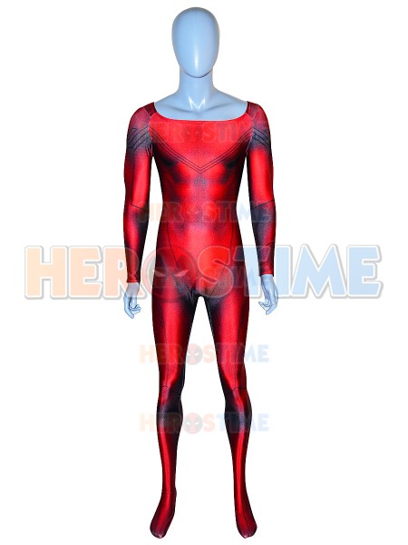 Shazam Spandex Suit Captain Marvel Printing Cosplay Costume 