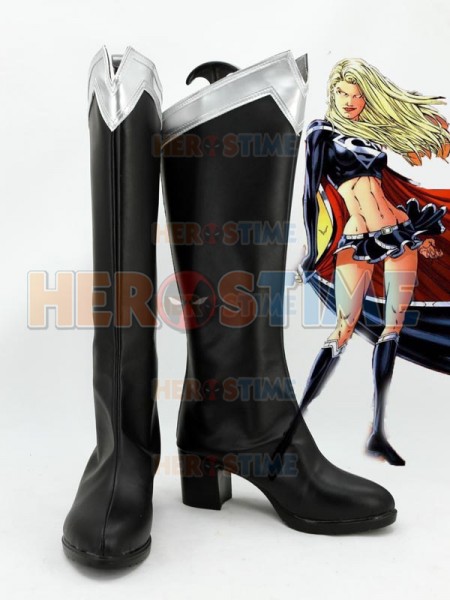 Black Supergirl Superhero Cosplay Boots