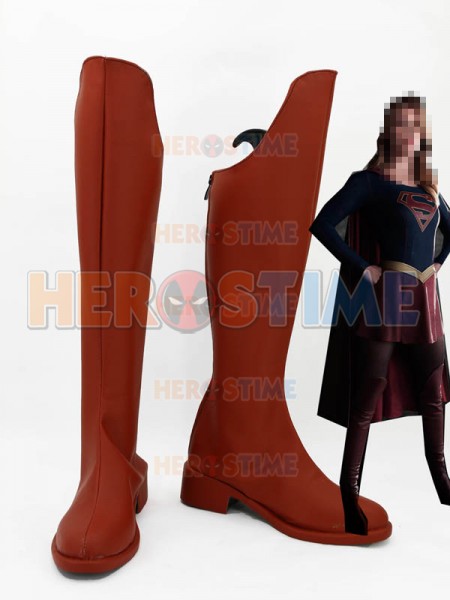 Dark Red Supergirl Long Cosplay Boots