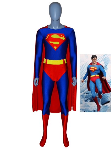 Disfraz de superhéroe de licra/spandex rojo y azul