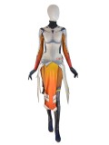 Overwatch Mercy Costume Armored W Strips Girl Game Cosplay Suit