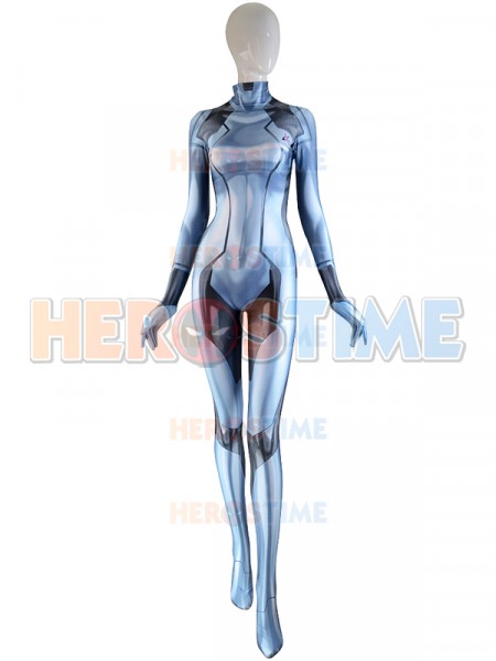 Samus Zero Costume Silver Color Girl Cosplay Suit 3D Printed