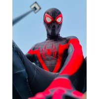 No Way Home Spider Suit Costume Noir et Rouge Masque détaché