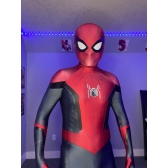 No Way Home Spider Suit Costume Noir et Rouge Masque détaché