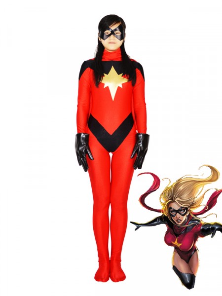 MsMarvel Red Spandex Superhero Costume
