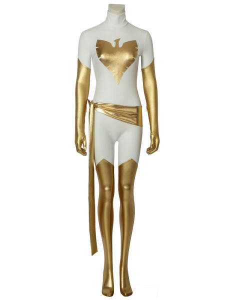 X-Men White Phoenix of the Crown Shiny Metallic Cosplay Costume