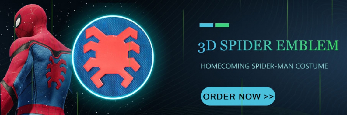 Disfraz de Spider-Man Homecoming con emblemas en 3D
